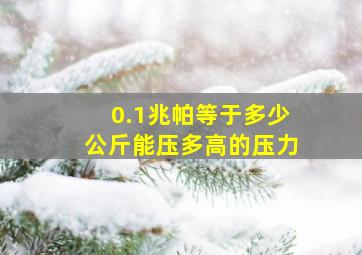 0.1兆帕等于多少公斤能压多高的压力