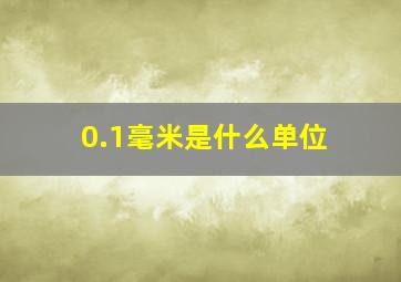 0.1毫米是什么单位