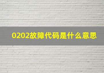 0202故障代码是什么意思