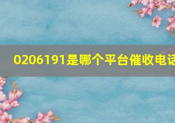 0206191是哪个平台催收电话