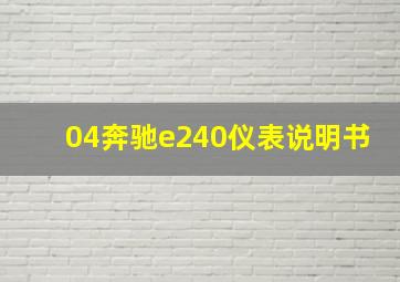 04奔驰e240仪表说明书