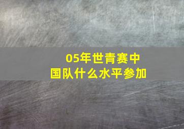 05年世青赛中国队什么水平参加