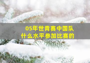 05年世青赛中国队什么水平参加比赛的