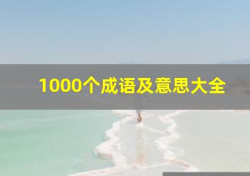 1000个成语及意思大全