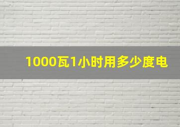 1000瓦1小时用多少度电