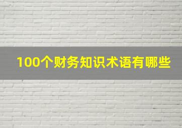 100个财务知识术语有哪些