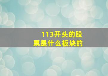 113开头的股票是什么板块的