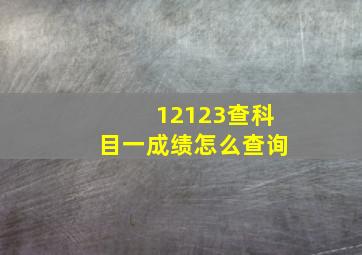 12123查科目一成绩怎么查询