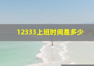 12333上班时间是多少