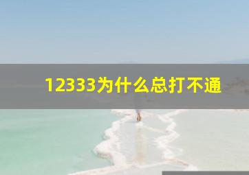 12333为什么总打不通