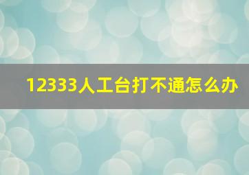 12333人工台打不通怎么办