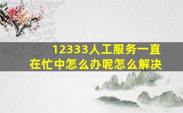 12333人工服务一直在忙中怎么办呢怎么解决