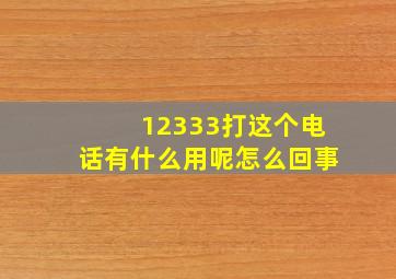 12333打这个电话有什么用呢怎么回事