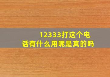 12333打这个电话有什么用呢是真的吗