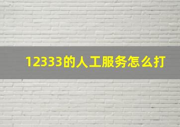 12333的人工服务怎么打