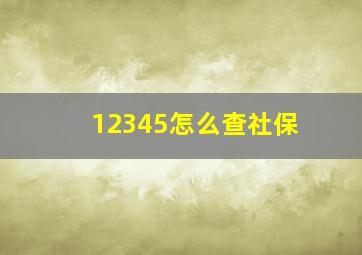 12345怎么查社保