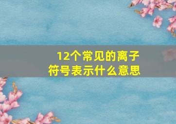 12个常见的离子符号表示什么意思