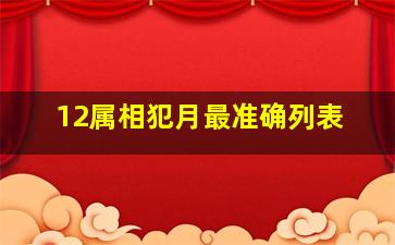 12属相犯月最准确列表