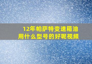 12年帕萨特变速箱油用什么型号的好呢视频