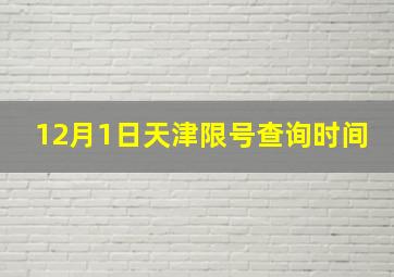 12月1日天津限号查询时间