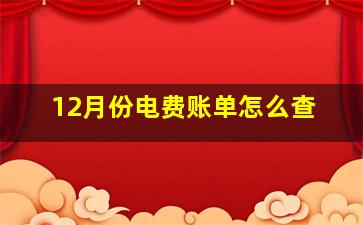 12月份电费账单怎么查