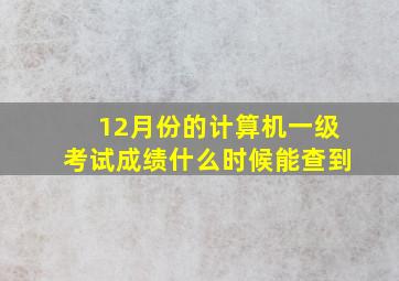 12月份的计算机一级考试成绩什么时候能查到