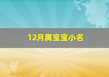 12月属宝宝小名