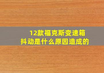 12款福克斯变速箱抖动是什么原因造成的