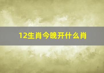 12生肖今晚开什么肖