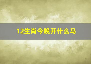 12生肖今晚开什么马