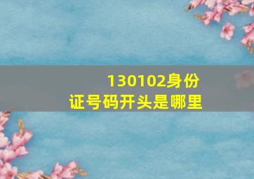 130102身份证号码开头是哪里