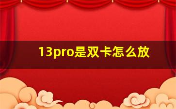 13pro是双卡怎么放