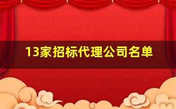 13家招标代理公司名单