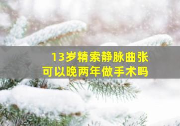 13岁精索静脉曲张可以晚两年做手术吗