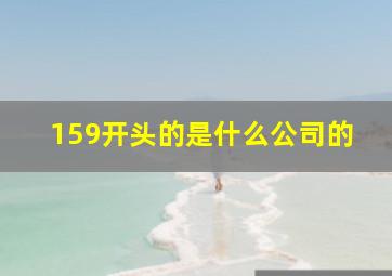 159开头的是什么公司的