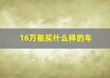 16万能买什么样的车