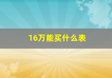 16万能买什么表