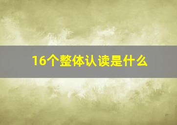 16个整体认读是什么