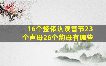 16个整体认读音节23个声母26个韵母有哪些