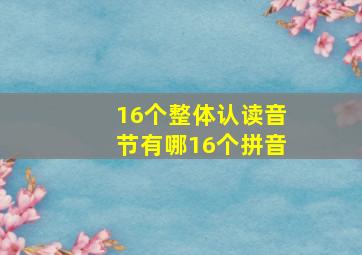 16个整体认读音节有哪16个拼音