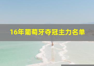 16年葡萄牙夺冠主力名单