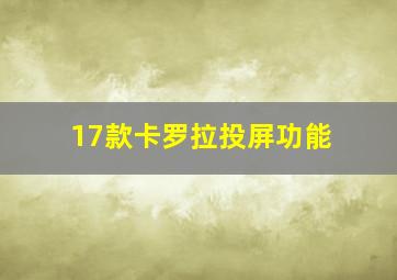 17款卡罗拉投屏功能