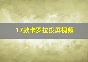 17款卡罗拉投屏视频