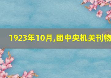 1923年10月,团中央机关刊物