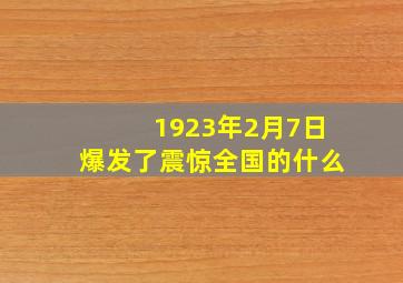 1923年2月7日爆发了震惊全国的什么