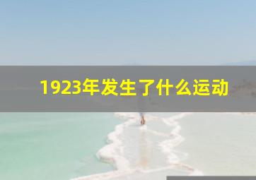 1923年发生了什么运动