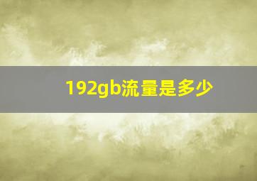 192gb流量是多少