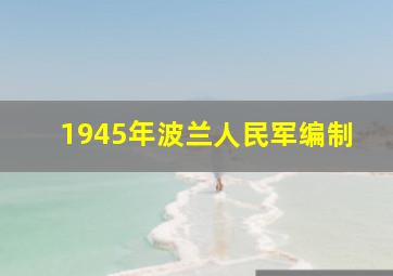 1945年波兰人民军编制