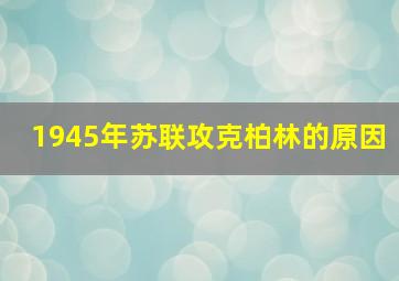 1945年苏联攻克柏林的原因