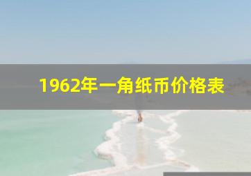 1962年一角纸币价格表